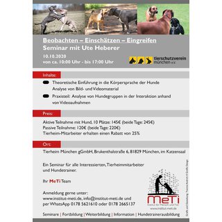 Beobachten-Einschätzen-Eingreifen-Kind & Hund der richtige Umgang -Seminar Ute Heberer Samstag und Sonntag
